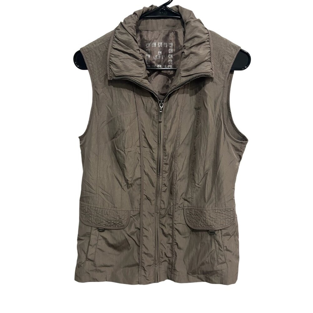 Barbara Lebek Womens Sleeveless Taupe Lightweight Puffer Vest Size 8 Outdoor